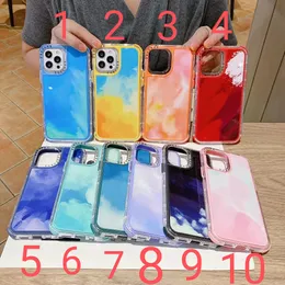 Rainbow Gradient Cases Cover 3in1 Tillbaka med härdat glas Anti-Fall Airbags för iPhone13 12 Mini Pro Max 11 XR XS Samsungs21 plus Ultra A11 A31 A01 A12 A32 A51 A71 A52 A72