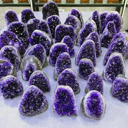 Dekorativa Objekt Figuriner Naturlig Ametista Ametist Geode Quartz Cluster Crystal Specimen Energy Healing Thunder Egg grossist