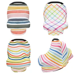 Rainbow Striped Baby Nursing Cover Baby Car Seat Canopy Stretch cover Carseat Breastfeeding Cover Scarf Mom Shaw Dustproof Covers M3343