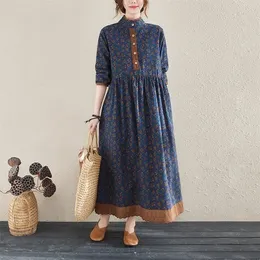 NYFS Spring Autumn Vintage Small floral Lacework Long sleeve Woman Dress Vestido de mujer Robe Elbise Dresses for Women 220311