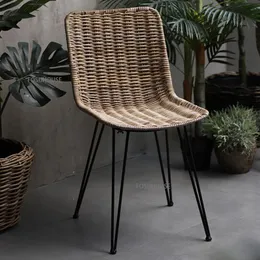 Mobili da campo Modern Outdoor Simple Household Rattan Chair Sedie da spiaggia con schienale per il tempo libero per interni e balconi