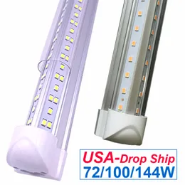 LED Shop Light, 100W 10000LM Tube 6500K, 8FT Integrated Fixture, V Shape,T8 Lights , Clear Cover, Hight Output, Strip Lights Bulb for Garage Warehouse Workshop Basement