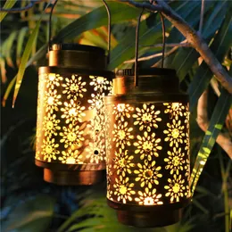 LED Solar Led Plum Blossom Lampa Home Decor Hollow Iron Courtyard Krajobraz Lekki Słonecznik Wodoodporna Lampy Lawn Double Pack