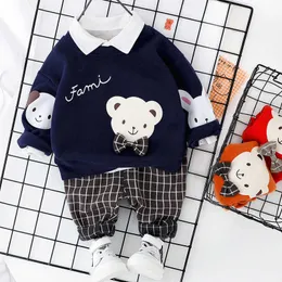 0-5 years 100% Cotton boy clothing set spring active cartoon casual kid suit children baby T-shirt+pant 210615