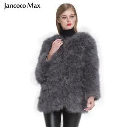 Ankomst Kvinnor Real Ostrich Fur Long Coat Casual Lady Natural Jacket Turkiet Feather S7381 211124