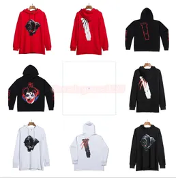 Mäns Hooded Hip Hop Big V Tryckt Sweatshirt Pullover Vänner Europeisk stilar och färger Vit svart storlek S-XL