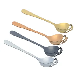 Colher de aço inoxidável Creative Scull Scoop Coffee Cafeteira Cloons Spoons Housed Kitchen Tableware 15.1*3,4cm