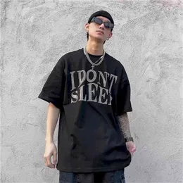 Lato Harajuku T Koszulki męskie Punk Tops Drukowane Diamond Nie śpię Unisex Tshirt Kobiety Tee Pary Odzież 210726