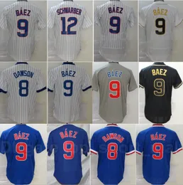 Uomo Baseball 9 Javier Baez Jersey 12 Kyle Schwarber 8 Andre Dawson Flexbase Cool Base Pullover Team Stitched Nero Blu Grigio Bianco Colore