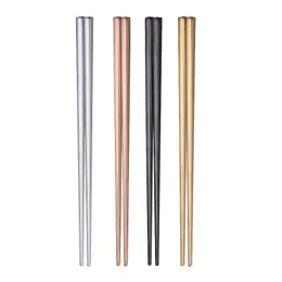 Stainless Steel Chopsticks Dinnerware Gold Black Silver Square Chopstick Bar Household Kitchen Cutlery