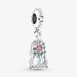 100% 925 Sterling Silver Enchanted Rose Dangle Charm Fit Original European Charms Bracelet Fashion Women Wedding Engagement Jewelry Accessories
