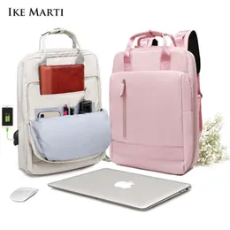 IKE MARTI Women Backpacks Daypack School Bag Girl Fashion Sac A Dos Femme Man Waterproof Charging 15.6 Inch Laptop Backpack 210929