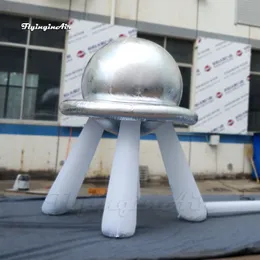 4,5 M Wysoki Niesamowity Gigantyczny Nadmuchiwany Model Balon UFO Silve Latający Spodek Kopuła z LED Light dla Nightclub Party and Concert Stage Decoration
