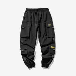 Kargo Pantolon Joggers Erkekler Siyah Harem Pantolon Çok Cep 2021 Adam Sweatpants Streetwear Rahat Pantolon Elastik Bel Erkek Pantolon Y0927