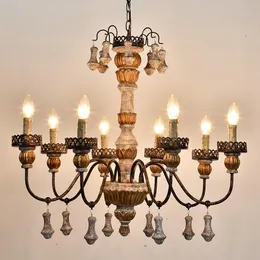 Люстры винтажные деревянные люстры Железная лампадарио потолок гостиной для домашнего декора скандинавский дизайн lustres
