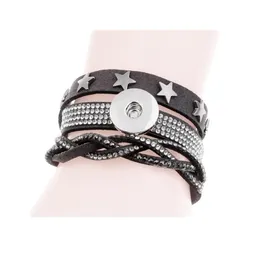 7 Farben Xinnver Snap Multilayer Strass Wrap Lederarmband Kristall 18mm Snaps Button Armbänder Armreifen F jllsXG