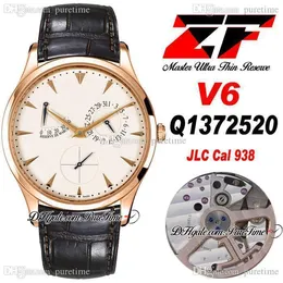 ZF V6 Master Ultra Thin Réserve de Marche SA938 Automatic Mens Watch Q1372520 38mm Power Reserve Rose Gold White Dial Black Leather Super Edition Watches Puretime c3