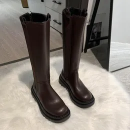 부츠 무릎 높이 여자 신발 신발 자연 가죽 플랫폼 라이딩 지퍼 숙녀 긴 가을 검은 색 크기 ytmtloy sexy