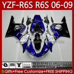 Motorcycle blue glossy blk Bodys For YAMAHA YZF-R6S YZF-600 YZF R6S 600CC 2006-2009 Bodywork 96No.2 YZF R6 S 600 CC YZFR6S 06 07 08 09 YZF600 2006 2007 2008 2009 OEM Fairing