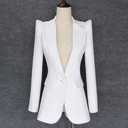 Toppkvalitet Snygg Designer Blazer Women's Shrug Shople Single Button White Jacket 211122