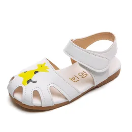 Arrival Summer Kids Girls Sandals Shoes Cute Cartoon Animal White Princess Sandals Flat Soft Sole Children Shoes For Girls 210713
