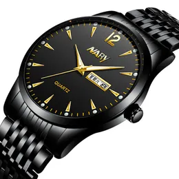 Black Steel Quartz Watch Men's Formal Wear Watches Men Luxury Business Men Clock Waterproof Gold Watch Relogio Masculino G1022