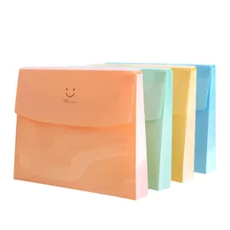 Creative Candy Color Smile PVC Folder Storage Bag US Letter A4 Size with Label Pocket for School Home Work Office Organization