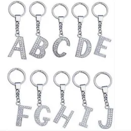 2021 26 A Z Crystal English Letters Początkowy Keychain Klucze Pierścienie Posiadaczy Torba Wisiorek Urok Moda Biżuteria Prezent Drop Shipping