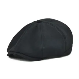 sboy Hats Sboy VOBOOM Big Size Black Cotton Flat Cap Beret Boina Cabbie Driver Golf Men Women 8 Panel Elastic Band Duckbill Ivy 321