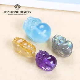 1 Piece Natural Stone PiXiu Moonstone Aquamarine Amethyst Rutilated Quartz Charms Gemstone DIY Accessories For Jewelry Making Q0531