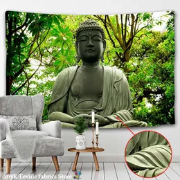 3Dreligion kultur hängande vägg tapet Buddha vägg mattan huvudgavel dorm hippie psychedelic tapestry träd landskap boho dekor 210609
