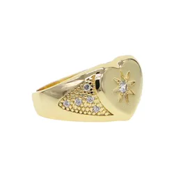 2021 Gold Color Finger Pierścionki Style z CZ Beton Heart Shape Tiny Band Wedding Ring dla kobiet Lady Biżuteria