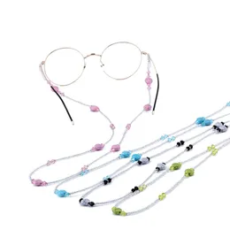 NOVITÀ Supporto per cordino per occhiali a catena con perline a cuore Rosa Blu Verde Accessori per occhiali con cordino per occhiali moda Donna all'ingrosso