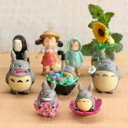 2021 9st / set Mini Girl Fairy Garden Figurines Min Granne Totoro Miniatyr Resin Hantverk Moss Micro Landskap Heminredningar Snabbt fartyg