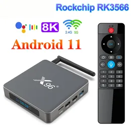 X96 X6 TV -låda Android 11 8GB RAM 128GB RK3566 Support 4K 2T2R MIMO Dual WiFi 4G 64GB 32GB med Bluetooth Remote Control