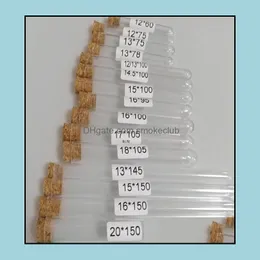 Dostawy laboratoryjne Mro Office School Business Industrial Plastic Test Tube z Korek 4-calowy 15x100mm 11ml Clear, Food Cork Appd Pack 10