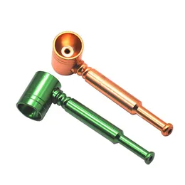 Brass Color Metal Smoking Pipe 91 MM With Metal Bowl Aluminum Alloy Tobacco Hand Spoon Pipes Mini Style Smoke Water