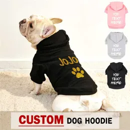 Özel Köpek Kedi Hoodie Giysileri Fransız Bulldog Yavru Köpek Ceket Kazak Pamuk Kış Köpek Kedi Giyim Gömlek Chihuahua Yorkshire 211106