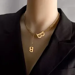 Högkvalitativt rostfritt stål Initial B Hängsmycke Halsband Fasthet Smycken för Kvinnor Present