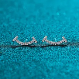 Utmärkt klippa mikro diamant färg moissanit leende ansikte örhängen silver 925 söta örhängen