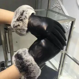 Классические дизайнерские кожаные перчатки мужчины женщины и женские ампцкинские сенсорные экраны бренда пять пальцев перчатки зима утолщение тепла