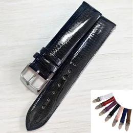 Watch Bands Colorful Patent Genuine Leather Strap Stainless Steel 12 14 16 18 20 22mm Band Accessories Bracelets Watchbands