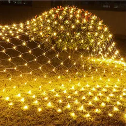 Strings År Jul LED Lights Net Gardin Garland 6x3 / 3x2m String Fairy Light Dekorativ Utomhus Inomhus Hem Bröllopsdekoration