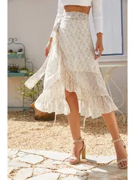 Spódnice 2021 Kobieta spódnica moda est szyfon bind podzielone biuro dama