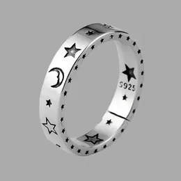 Винтажное кольцо с луной и звездой, тайское серебряное кольцо с улыбающимся лицом, кольца на палец для модных женщин, ювелирные изделия S-R613