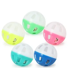 Pet Toys Hollow Plastic Cat Colourful Ball Toy With Small Bell Lovable Voice Interactive Tinkle Puppy Playing fun RH4105