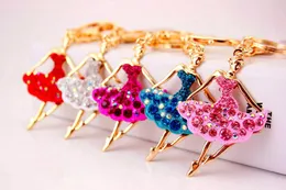 Ballet Girl Crystal Key Chain Rhinestone Keyring Women Bag Charm Acrylic Keychain Car Key Ring Pendant Wholesale