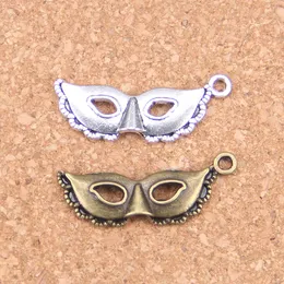 87pcs Antique Silver Plated Bronze Plated party mask masquerade mardi gras Charms Pendant DIY Necklace Bracelet Bangle Findings 31*12mm