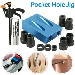 15 graderspelhål Jig Woodworking Guide Set Hole Puncher Oplique Borrvinkel Hål Locator Bits DIY Sickentry Tools 611 S2