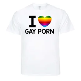 Estate da uomo I LOVE GAY PORN T-shirt da uomo O-Collo Moda stampata Hip-Hop Tee Camisetas Abbigliamento Casual Top 210629